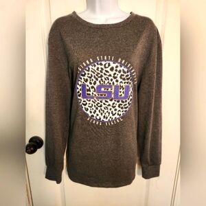 LSU women's couture game day long sleeve grey cotton t shirt size M NWT